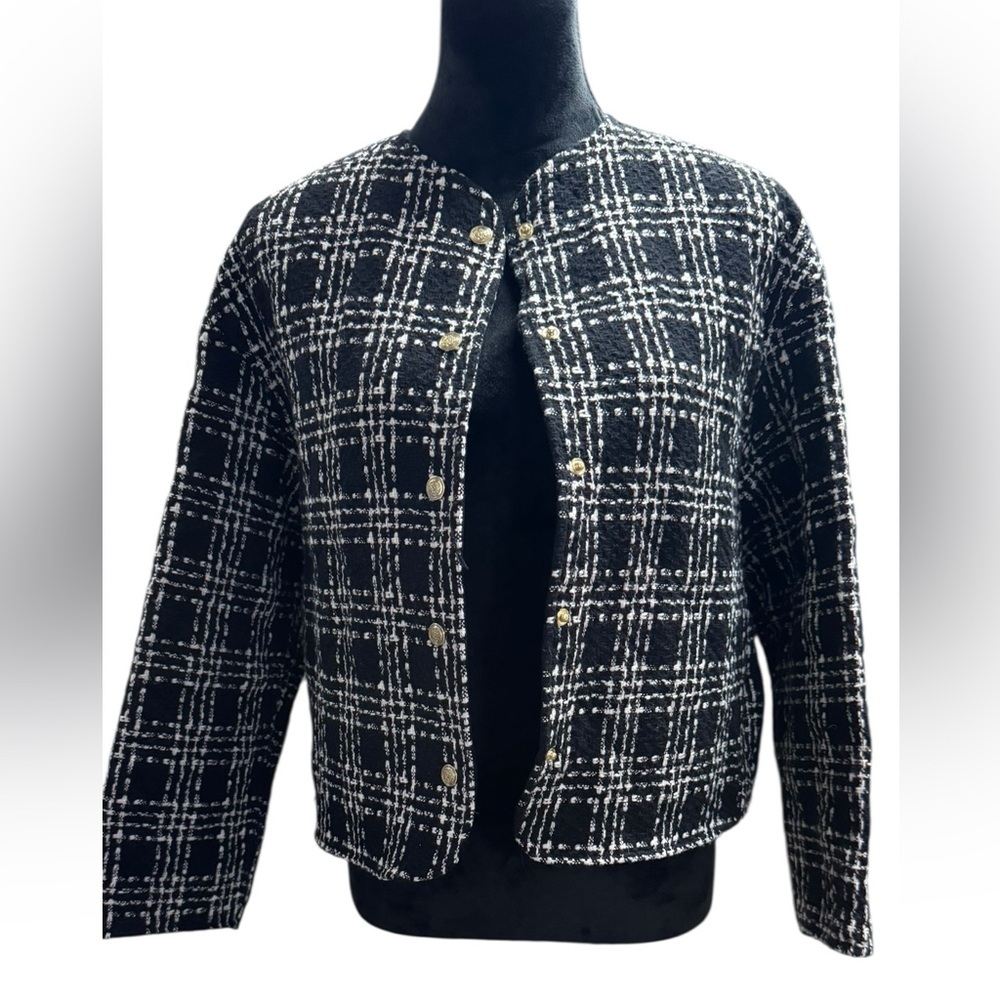 NWT ZARA Women's Black and White Plaid Jacket Size XS​ - Picture 2 of 9